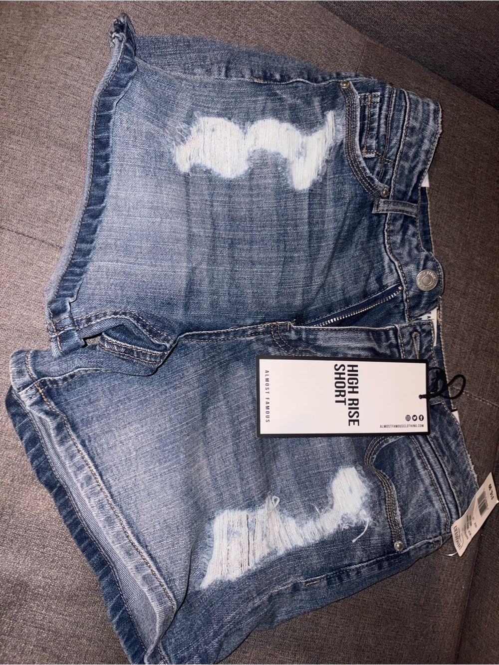 Almost Famous High-Rise Distressed Denim Shorts - Blue